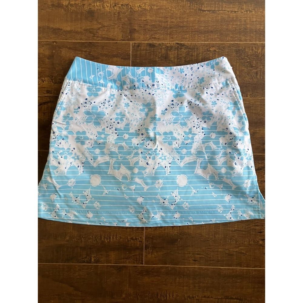 Adidas ClimaCool Golf Skort Skirt Blue White Print Size 8 Athletic Tennis Active